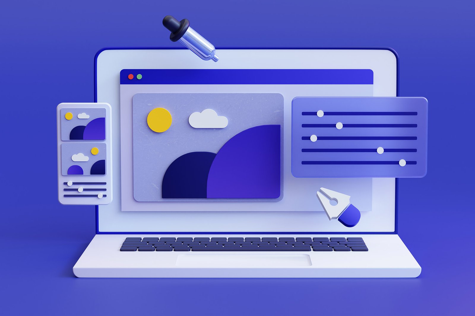 web-design-development-photo-editing-softwear-laptop-screen-with-modify-freelance-work-concept